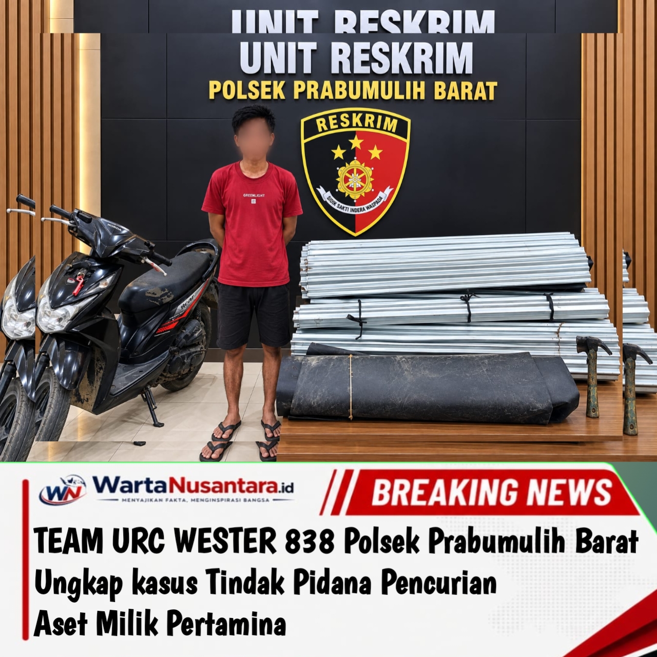 Team URC WESTER 838 Polsek Prabumulih Barat Ungkap kasus Pencurian Aset Milik PT Pertamina
