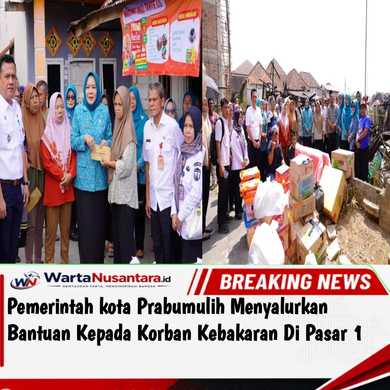 Pemerintah kota Prabumulih Menyalurkan Bantuan Kepada Korban Kebakaran di Pasar 1