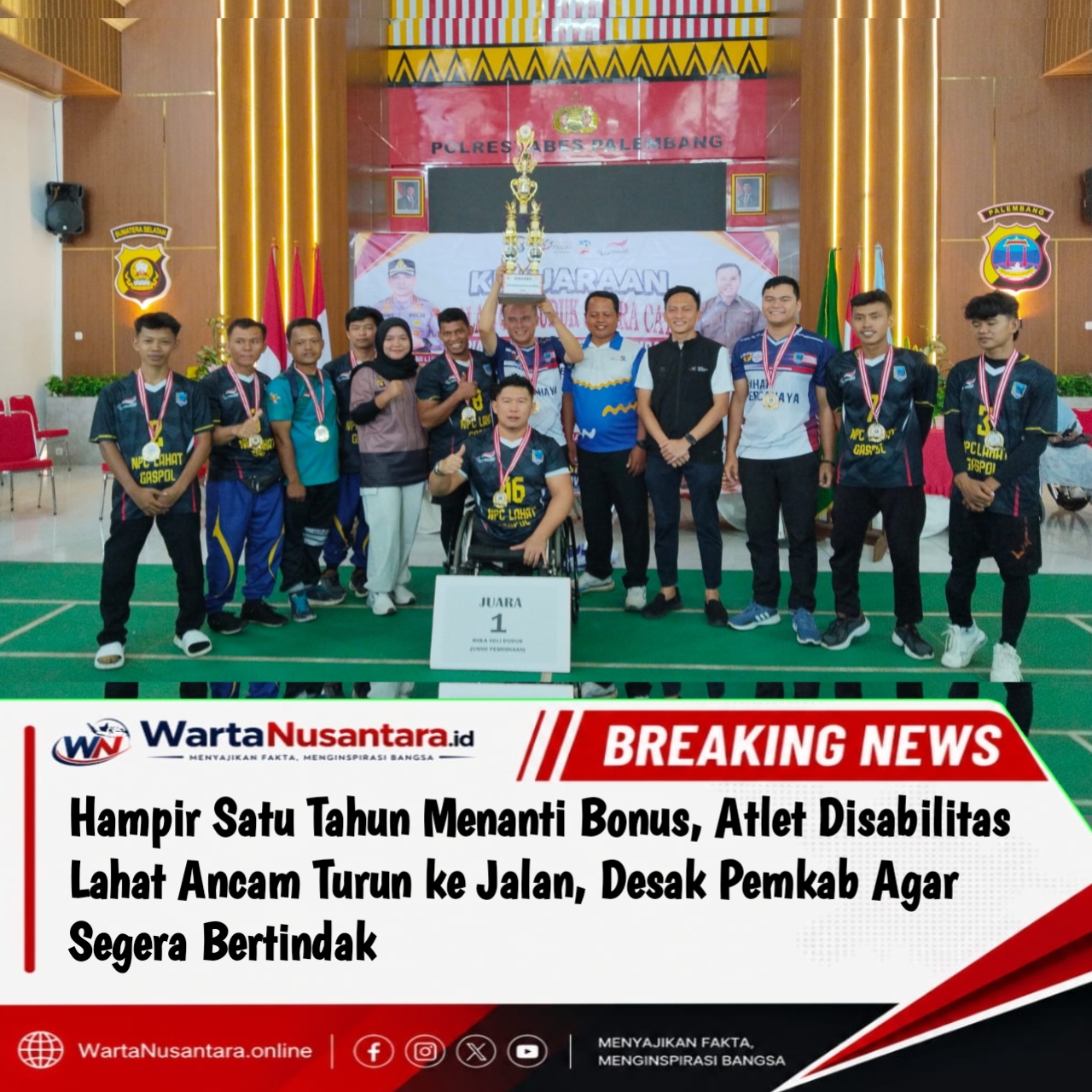 Hampir Setahun Menanti Bonus, Atlet Disabilitas Lahat Ancam Turun ke Jalan Desak Pemkab Bertindak