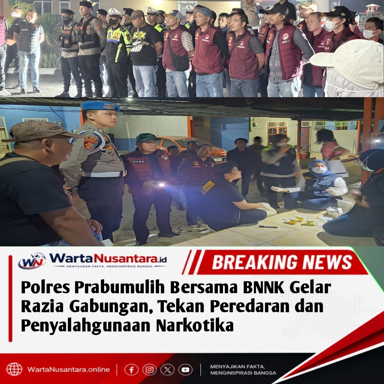 Polres Prabumulih Bersama BNNK Gelar Razia Gabungan, Tekan Peredaran dan Penyalahgunaan Narkotika